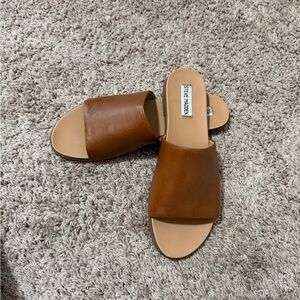 Steve Madden Karolyn Tan/Brown Wide Band Slide Sandals - NWOT